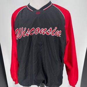 Wisconsin Badgers NCAA Pullover Jacket MENS 58 Sports Black Red SIZE XL